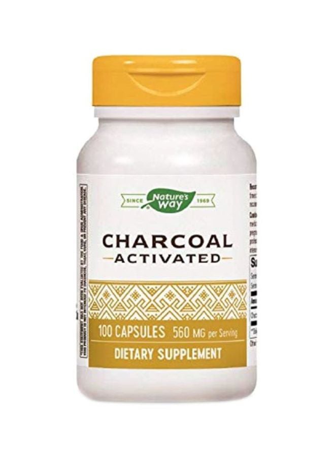 Charcoal Activated  Dietary Supplement - 100 Capsules
