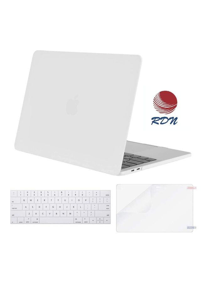 MacBook Pro 13 inch Case Touchbar 2019 2018 2017 2016 Release A2159 A1989 A1706 A1708, Plastic Pattern Hard Shell Case & Keyboard Cover & Screen Protector Touch bar White
