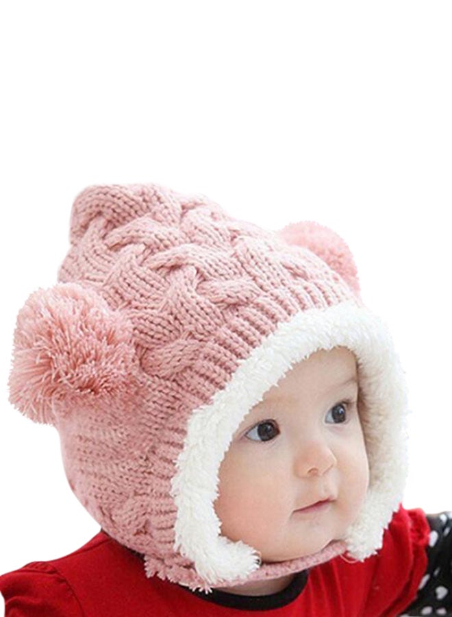 Cute Knitted Beanie Pink/White