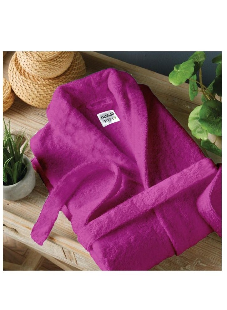 Daffodil (Fuchsia Pink) Premium Unisex Bathrobe, 100% Terry Cotton, Highly Absorbent and Quick dry, Hotel and Spa Quality Bathrobe for Men and Women-400 Gsm