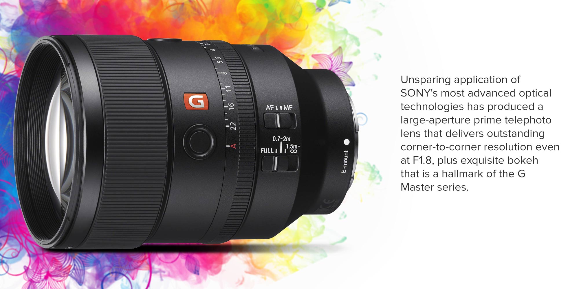 Fe 135Mm F1.8 Gm Lens Premium G Master Series Telephoto Prime Lens, Sel135F18Gm, Black Black