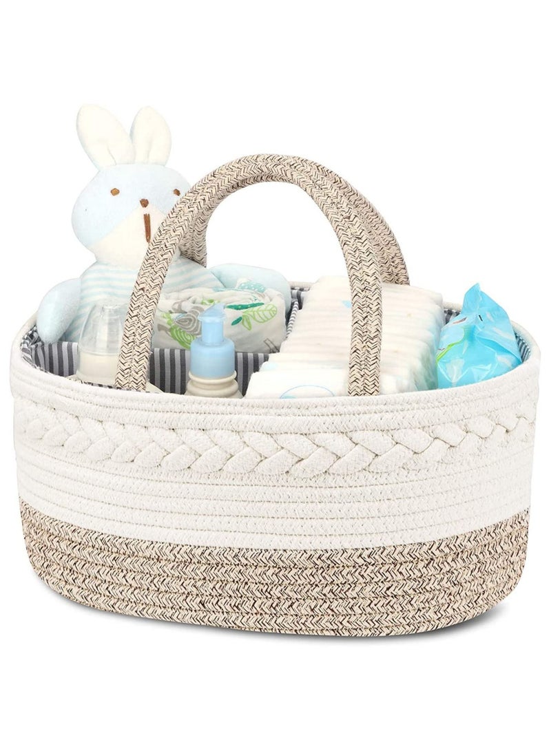 Gonice Baby Diaper Caddy Organizer, Cotton Rope Diaper Caddy for Baby large diaper caddy basket, Nursery Storage Bin, Baby Caddy with Removable Inserts for Changing Table & Car Diaper Organizer