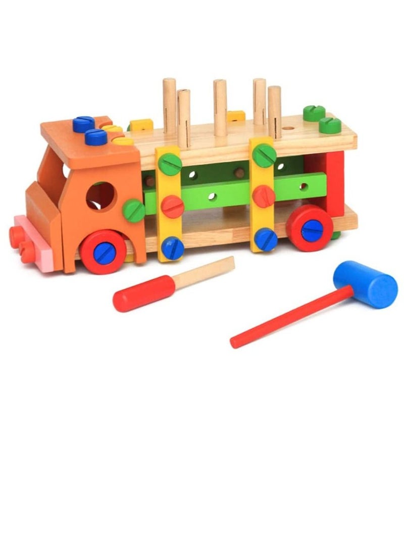 Factory Price Wooden Multifunctional RemovableTools Set Assembling Activity Car, Montessori Learning and Educational Toys