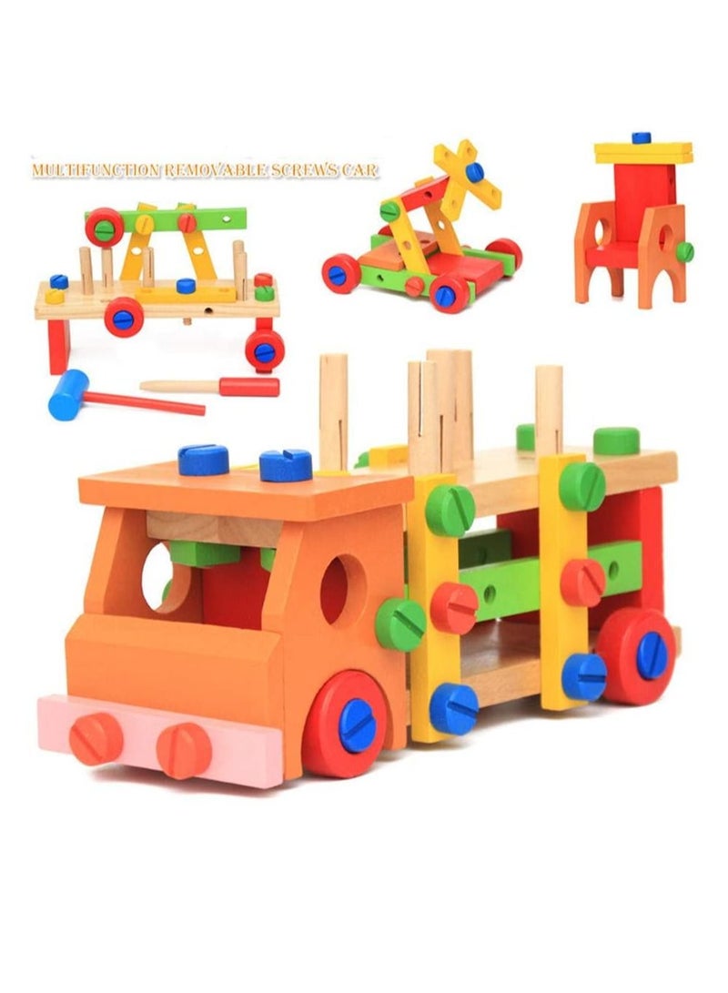 Factory Price Wooden Multifunctional RemovableTools Set Assembling Activity Car, Montessori Learning and Educational Toys