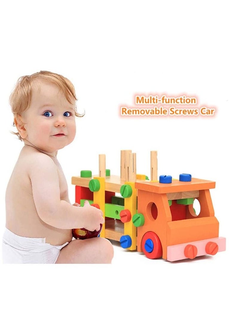 Factory Price Wooden Multifunctional RemovableTools Set Assembling Activity Car, Montessori Learning and Educational Toys