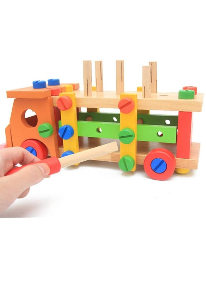 Factory Price Wooden Multifunctional RemovableTools Set Assembling Activity Car, Montessori Learning and Educational Toys