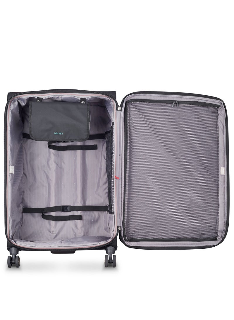 Delsey Helium DLX 83cm Softcase 4 Double Wheel Expandable Check-In Luggage Trolley Black