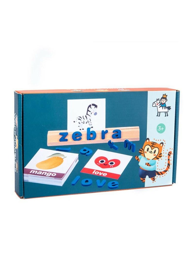 52 Pieces Wooden Word Spelling Game Puzzle Alphabetic Toys For Kids