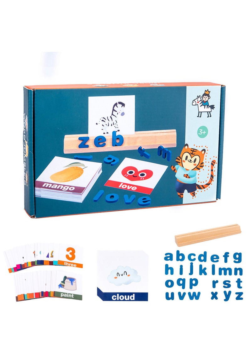 52 Pieces Wooden Word Spelling Game Puzzle Alphabetic Toys For Kids