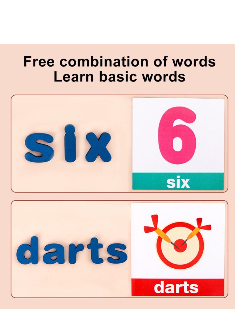 52 Pieces Wooden Word Spelling Game Puzzle Alphabetic Toys For Kids