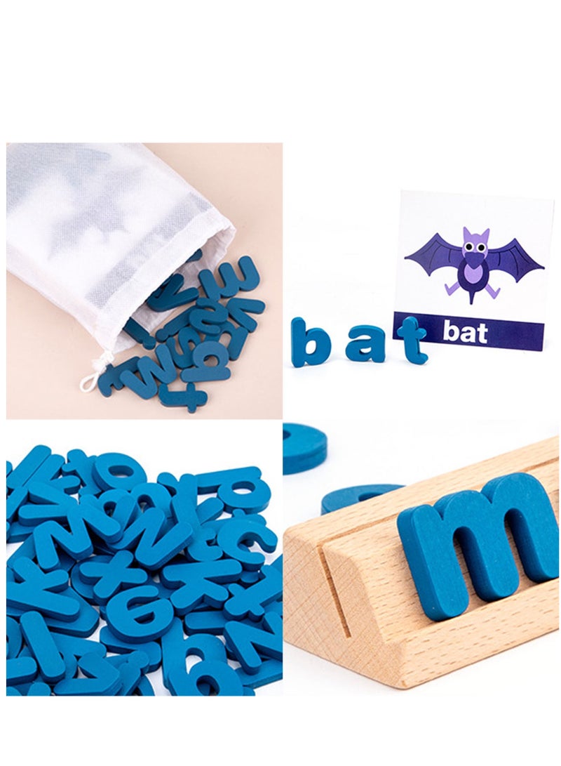 52 Pieces Wooden Word Spelling Game Puzzle Alphabetic Toys For Kids