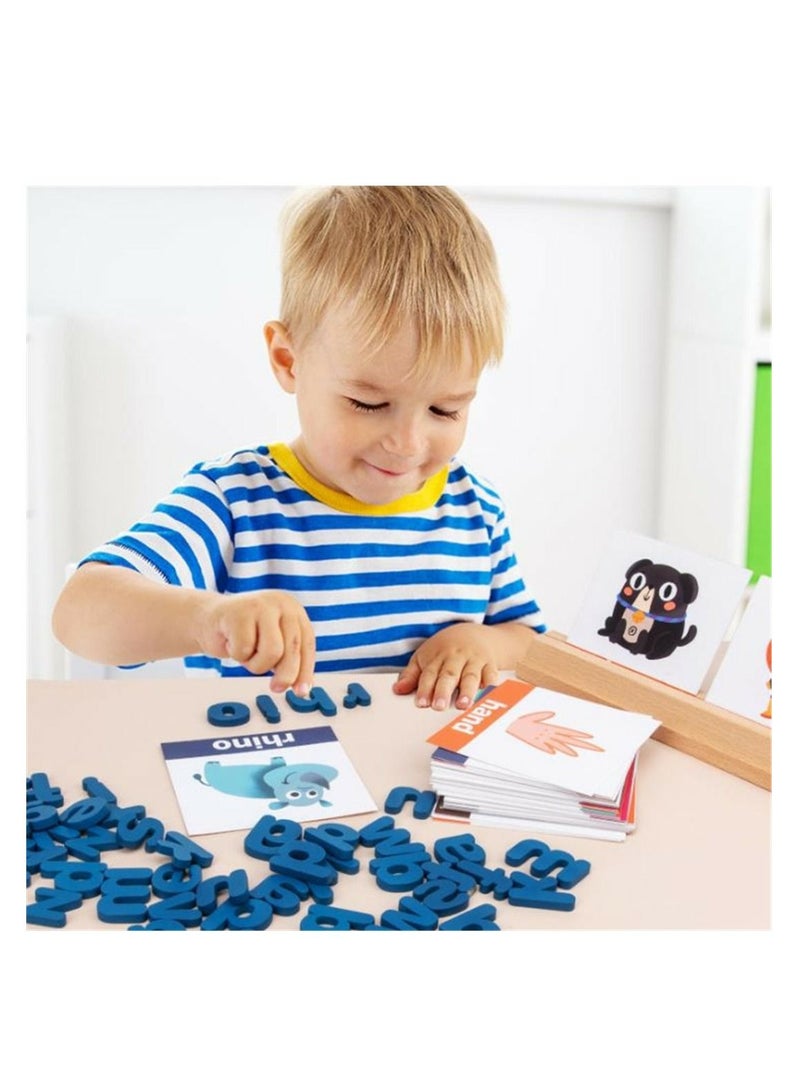 52 Pieces Wooden Word Spelling Game Puzzle Alphabetic Toys For Kids