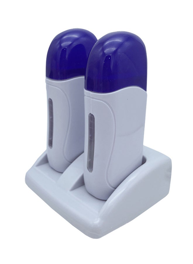 Double Roller Depilatory Wax Heater Base White/Blue