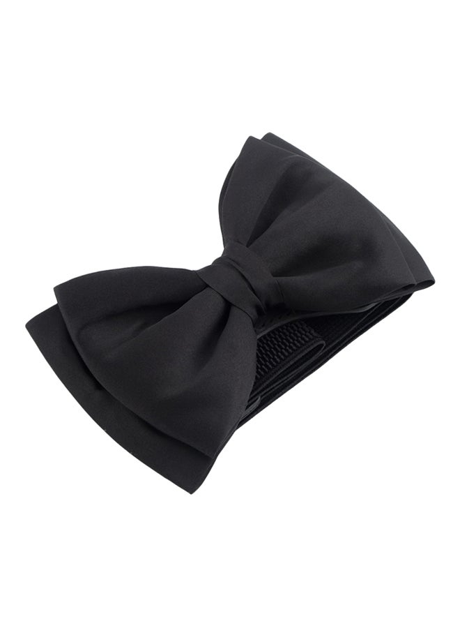 Bowknot Elastic Wide Stretch Bow Buckle Waist Belt Black