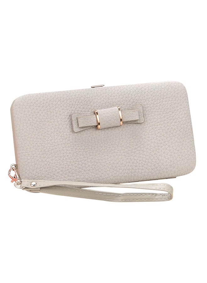 Bowknot Detailed Clutch Light Grey