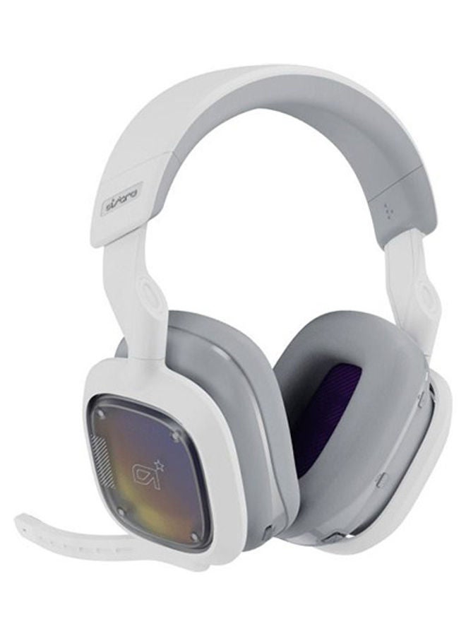 Logitech G Astro A30 LIGHTSPEED Wireless Gaming Headset, Bluetooth, Dolby Atmos/3D Audio compatible, Detachable Boom, 27h battery, for PS5, PS4, Xbox, Nintendo Switch, PC, Android - White/Purple, USB