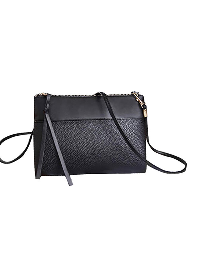 Faux Leather Crossbody Bag Black