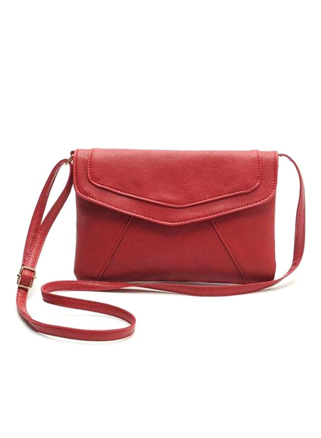 Faux Leather Crossbody Bag Red