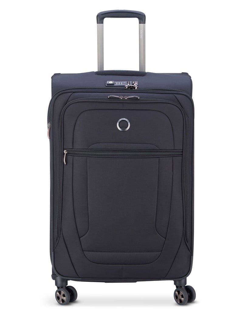 Delsey Helium DLX 71cm Softcase 4 Double Wheel Expandable Check-In Luggage Trolley Black