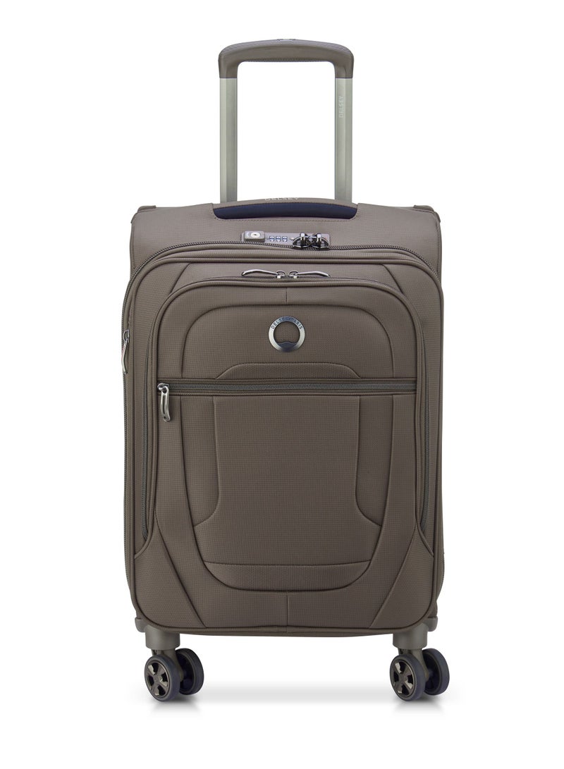 Delsey Helium DLX 55cm Softcase 4 Double Wheel Expandable Cabin Luggage Trolley Mocha