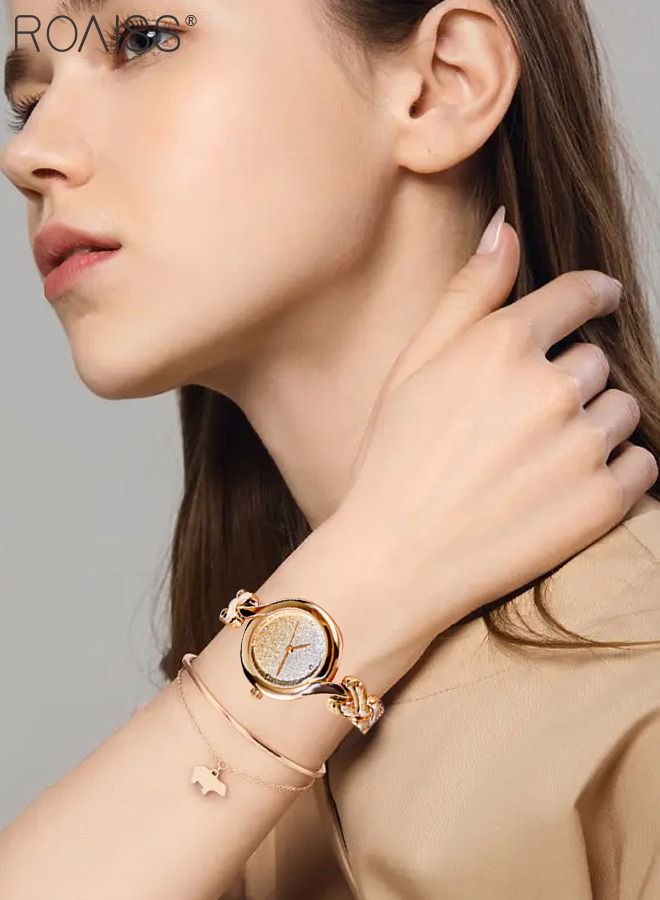 Women's Bracelet Quartz Watch, Analog Display Round Gradient Gold Dial Watch, Waterproof Elegant Watch as Gift for Women