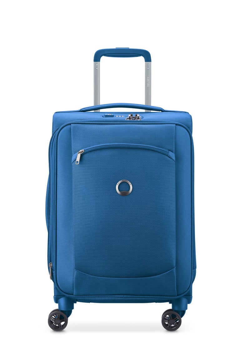 Delsey Montmartre Air 2.0 55cm Softcase 4 Double Wheel Expandable Cabin Luggage Trolley Light Blue