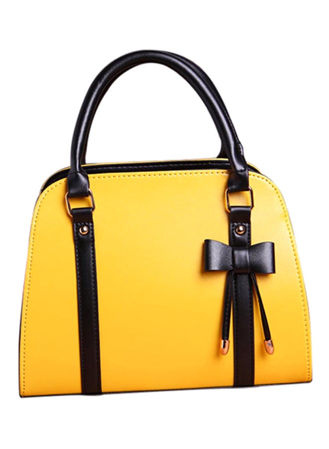 Bowknot Faux Leather Shoulder Bag Yellow