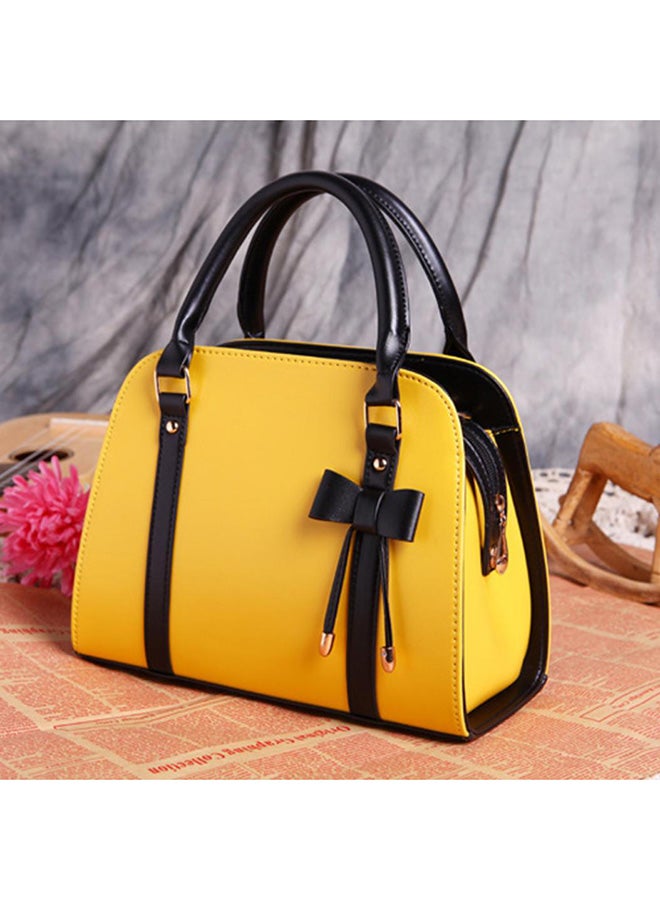 Bowknot Faux Leather Shoulder Bag Yellow