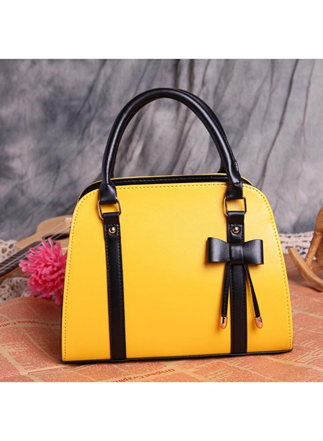 Bowknot Faux Leather Shoulder Bag Yellow