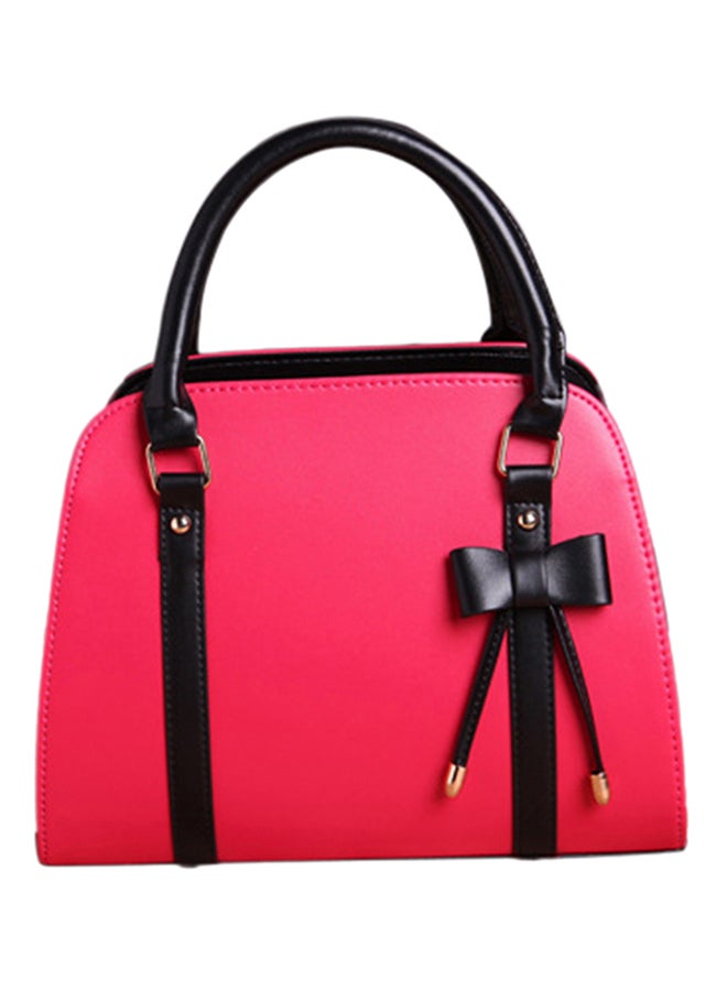 Bowknot Faux Leather Shoulder Bag Pink