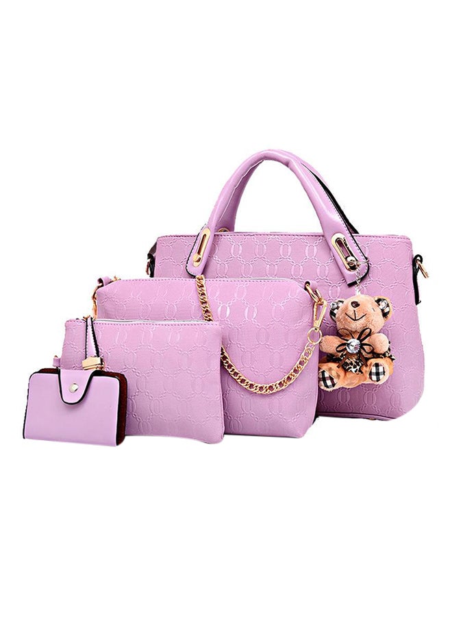 4-Piece Teddy Bear Décor Bag Purple