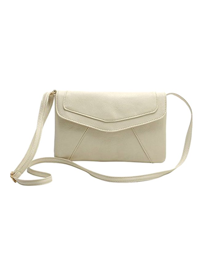 Faux Leather Crossbody Bag White