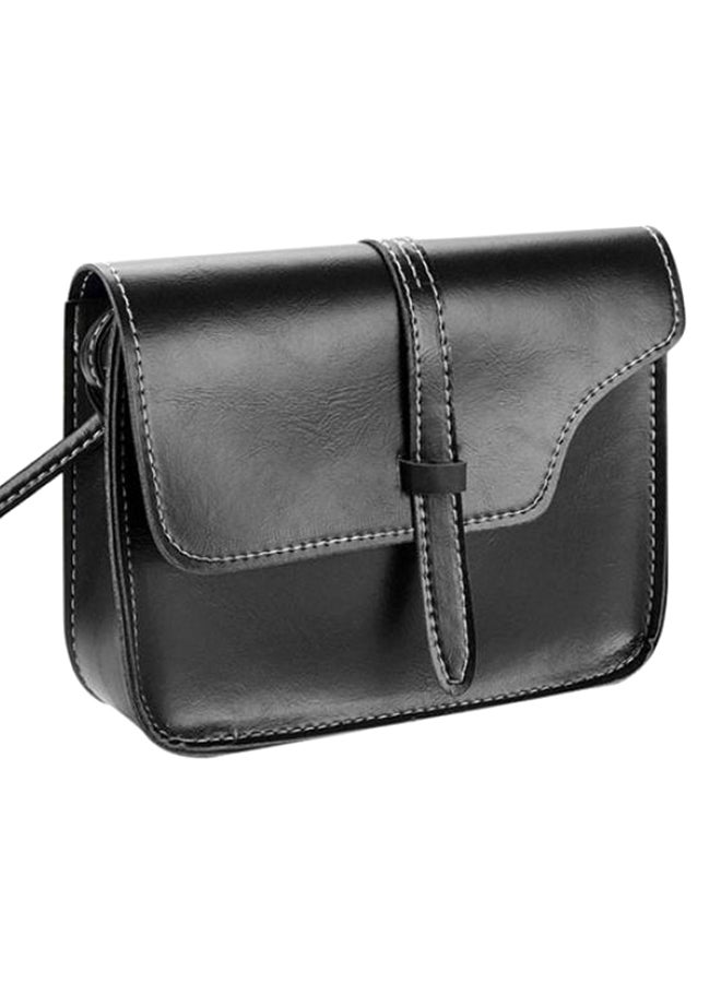 Faux Leather Crossbody Bag Black