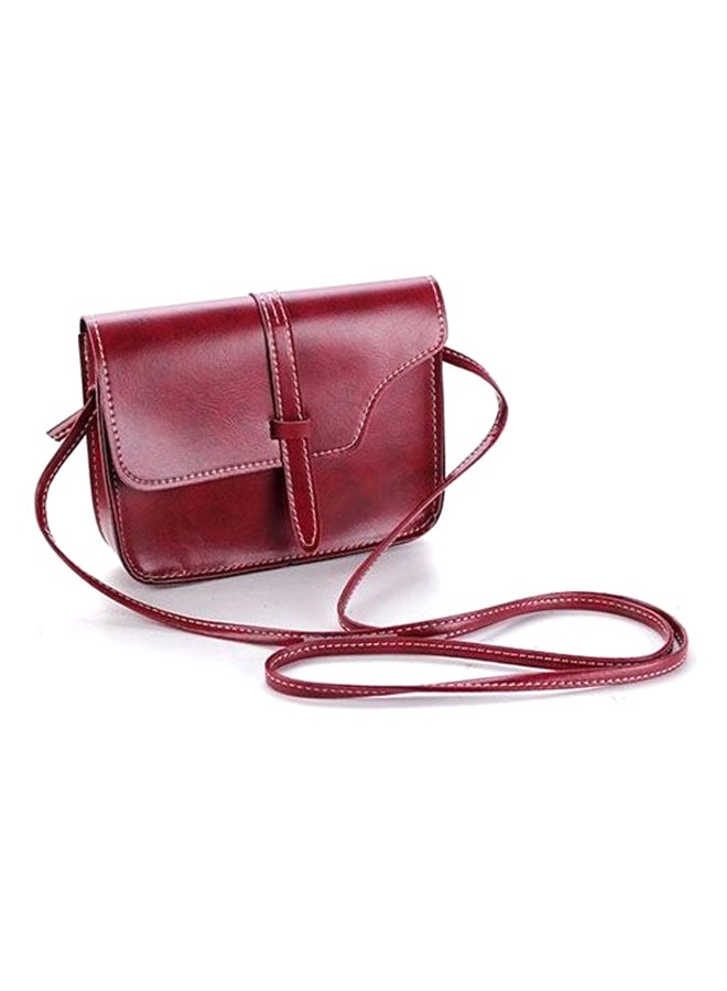 Faux Leather Crossbody Bag Maroon