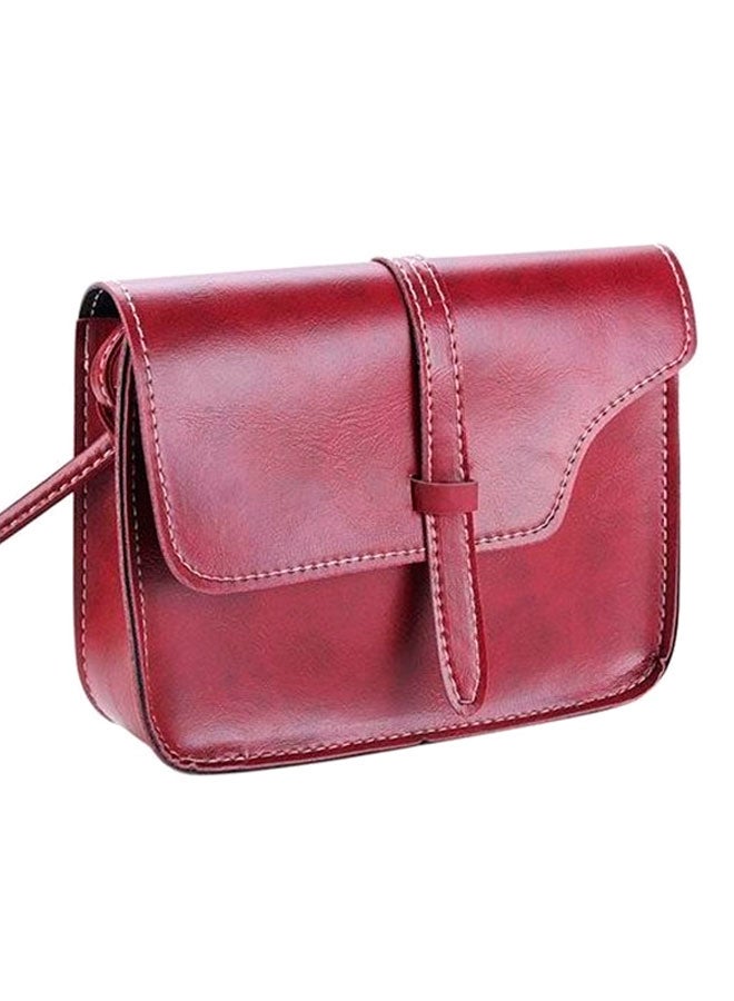 Faux Leather Crossbody Bag Maroon