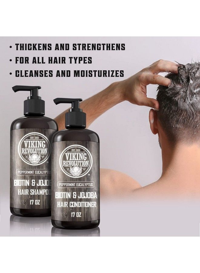 Biotin Mens Shampoo And Conditioner Set  Eucalyptus And Peppermint Shampoo And Conditioner Set With Jojoba Oil And Mint Oil  Peppermint Oil Hair Conditioner For Men (17 Oz)