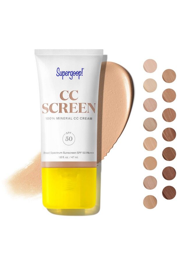 Cc Screen  Spf 50 Pa++++ Cc Cream 100% Mineral Colorcorrector & Broad Spectrum Sunscreen  Tinted Moisturizer Concealer & Buildable Coverage Foundation  16 Fl Oz