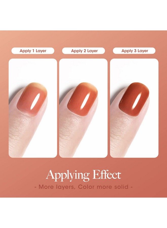 Jelly Gel Nail Polish Translucent Gel Polish Kit Sheer Amber Tones Brown Milky White Glitter Gold Trendy Home Salon Diy Nail Art Gel Nail Kit