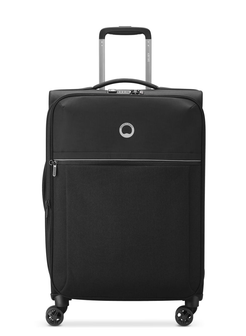 Delsey Brochant 2.0 67cm Softcase 4 Double Wheel Expandable Medium Check-In Luggage Trolley Black