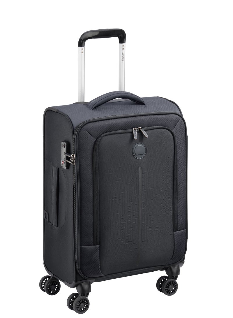 Delsey Caracas 55cm Softcase 4 Double Wheel Expandable Cabin Trolley Black