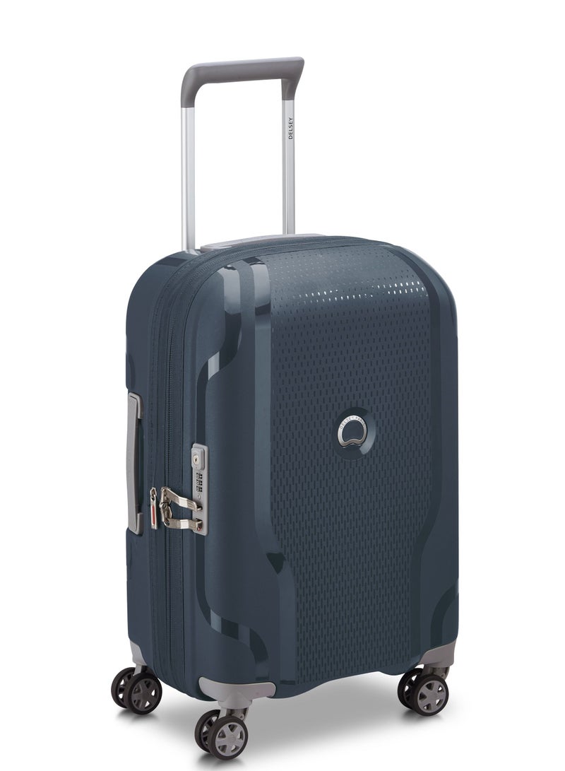Delsey Clavel 55cm Hardcase 4 Double Wheel Expandable Cabin Luggage Trolley Blue Jean