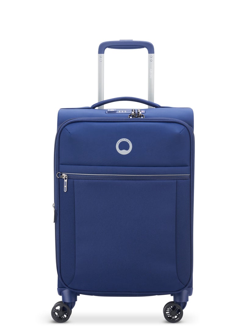 Delsey Brochant 2.0 55cm Softcase 4 Double Wheel Expandable Cabin LuggageTrolley Blue