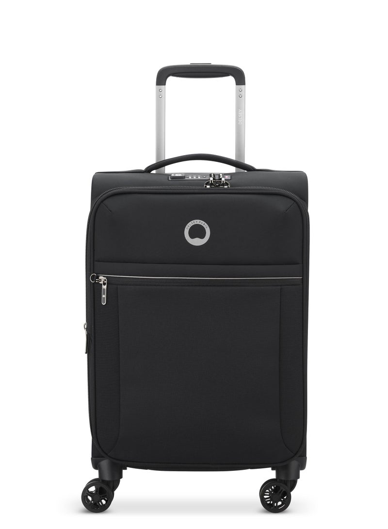 Delsey Brochant 2.0 55cm Softcase 4 Double Wheel Expandable Cabin Luggage Trolley Black