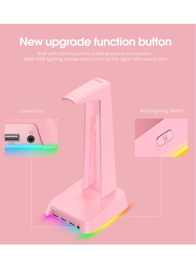 ONIKUMA Gaming Headphone Stand With White RGB Lighting USB port