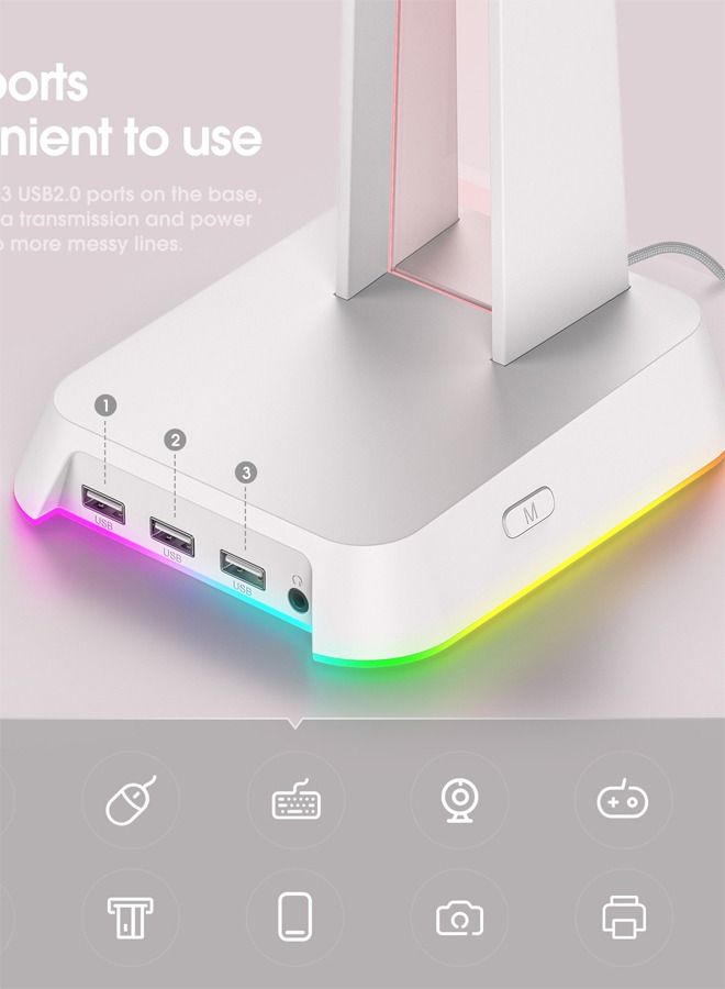 ONIKUMA Gaming Headphone Stand With White RGB Lighting USB port