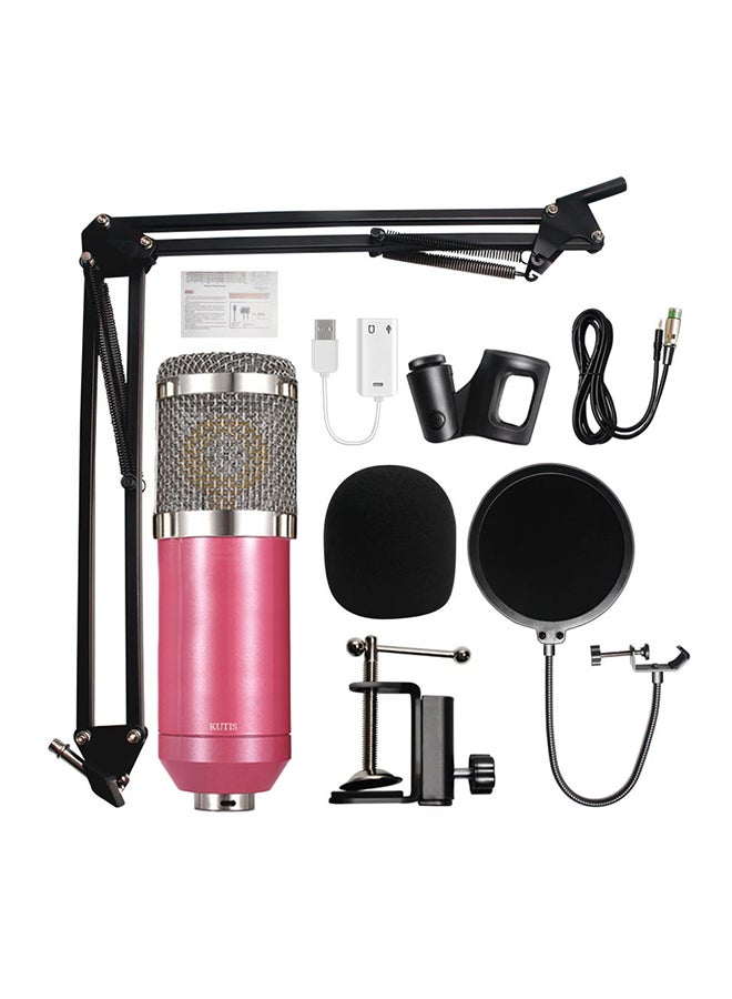 Professional Studio Recording Condenser Microphone Kit V8015 Black/Pink/White