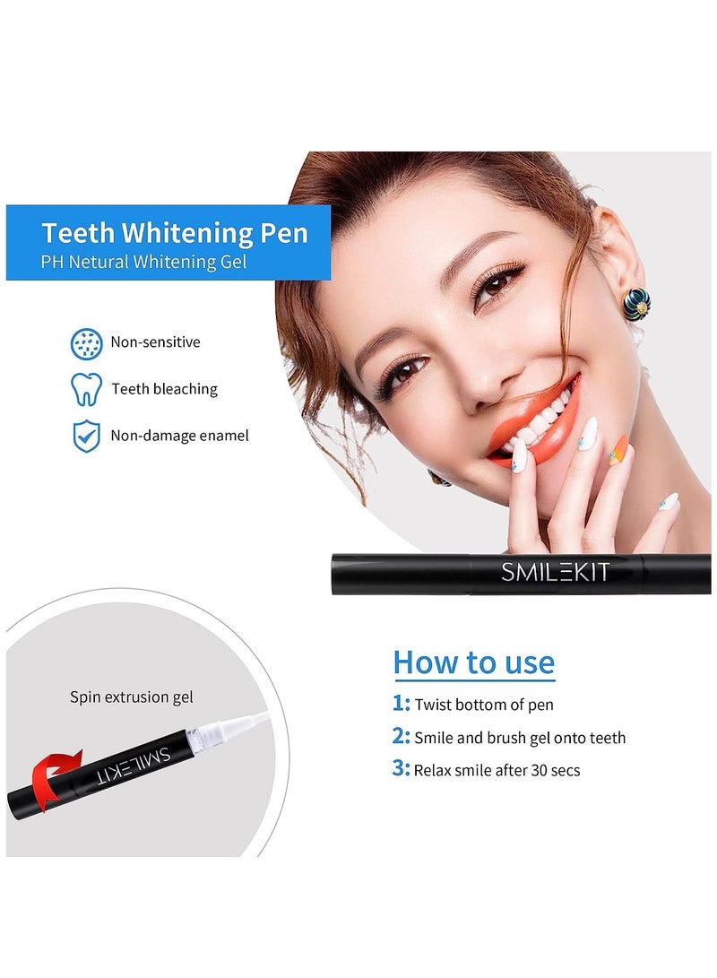 Home Wireless Teeth Whitening Kit Teeth Whitening Gel with 16 Points LED Accelerator Light and Tray Teeth Whitener Helps to Remove Stains Rechargeable Teeth Whitening Kit Black