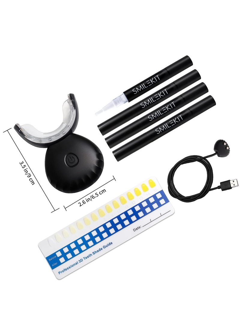 Home Wireless Teeth Whitening Kit Teeth Whitening Gel with 16 Points LED Accelerator Light and Tray Teeth Whitener Helps to Remove Stains Rechargeable Teeth Whitening Kit Black