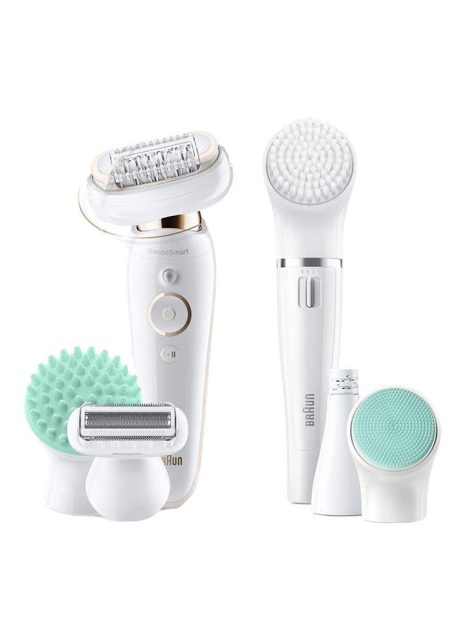 Silk-Epil Wet And Dry Epilator With Face Spa White/Silver/Green