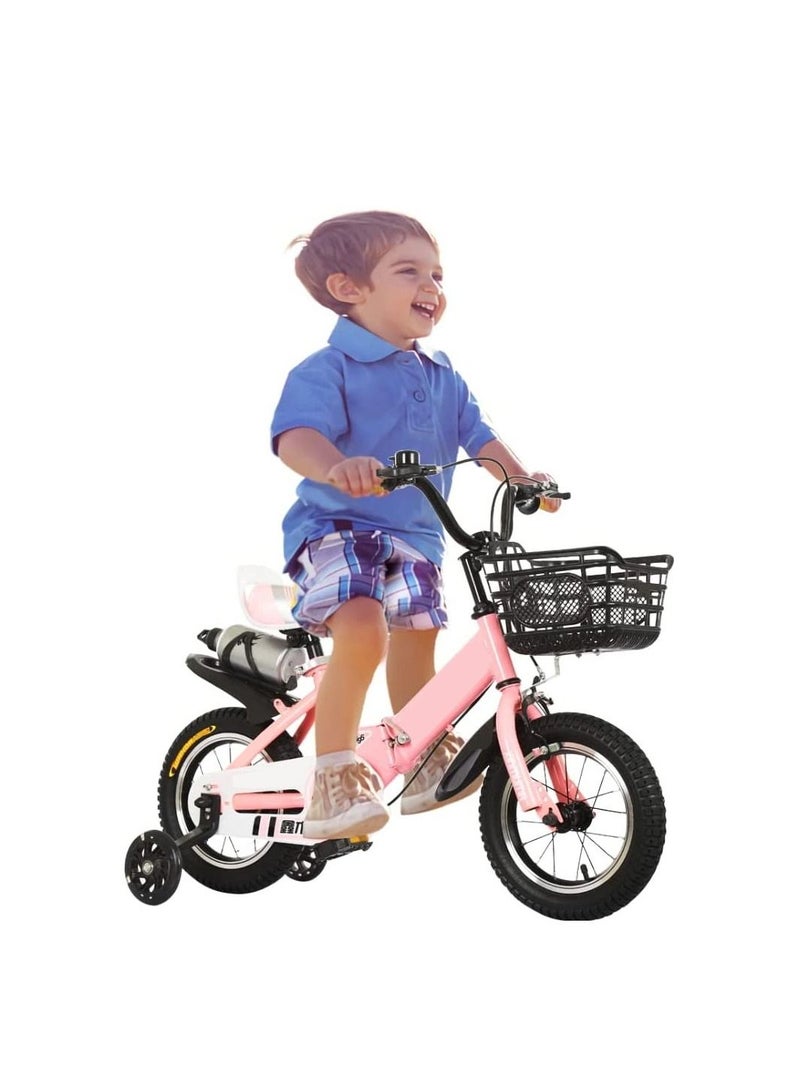 Kids Bike with Hand Brake and Basket for Ages 3-9 Years Girls 12  Inch
